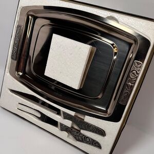 Vintage Stainless Steel Carving Set | 3-Piece Tray, Knife & Fork | Made in Japan